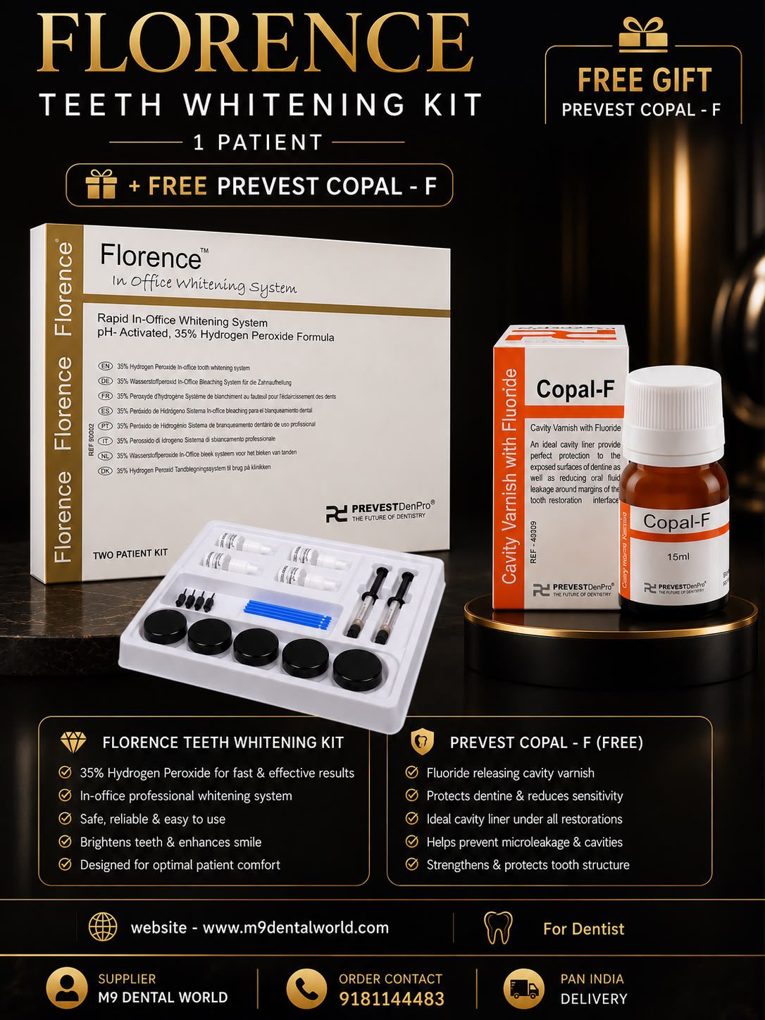 Florence Teeth Whitening Kit (1 Patient) + FREE Prevest Copal-F