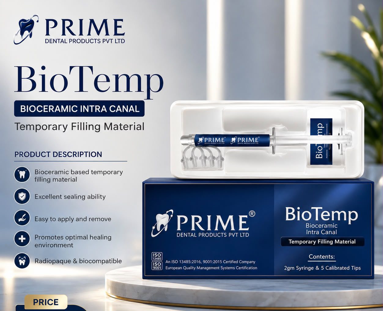 Prime BioTemp Bioceramic Intra Canal Temporary Filling Material (2g Syringe)