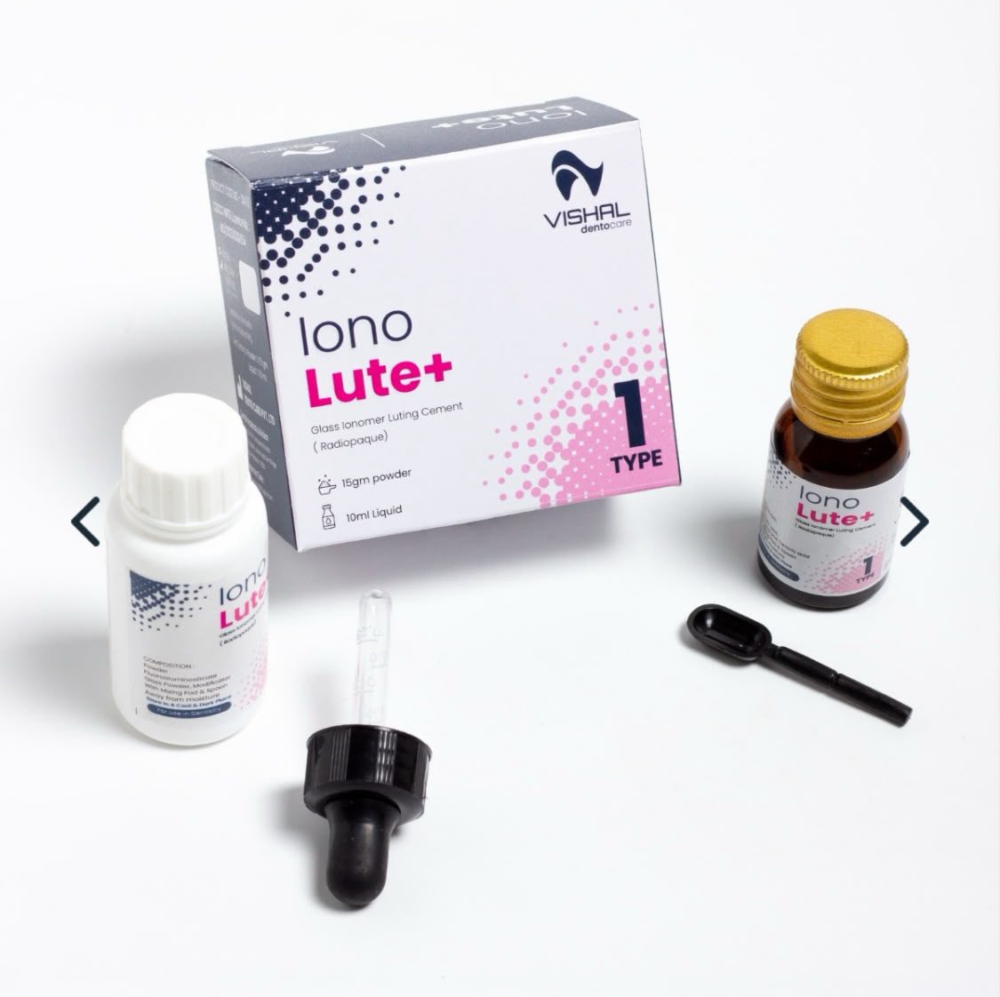 Vishal Iono Lute+ Type 1 Glass Ionomer Luting Cement (15g Powder + 10ml Liquid)
