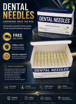 Dental Needles Cartridge Pack 100 Pcs (Plastic Hub)