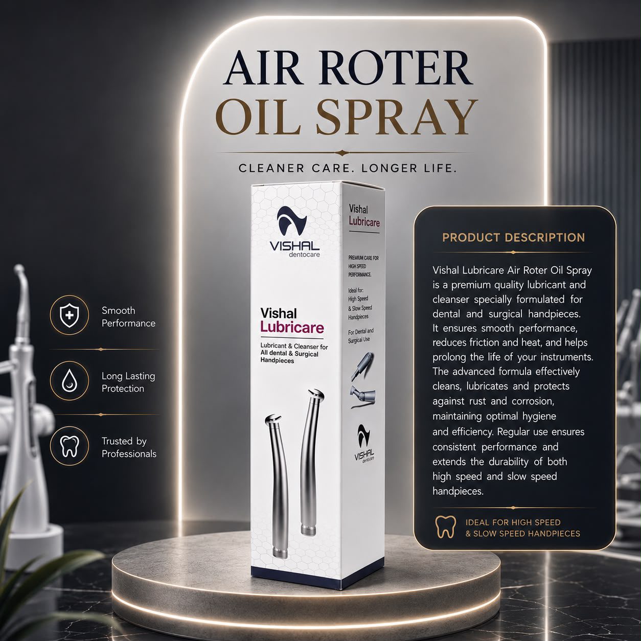 Vishal Lubricare Air Rotor Oil Spray – Lubricant & Cleanser for Dental Handpieces