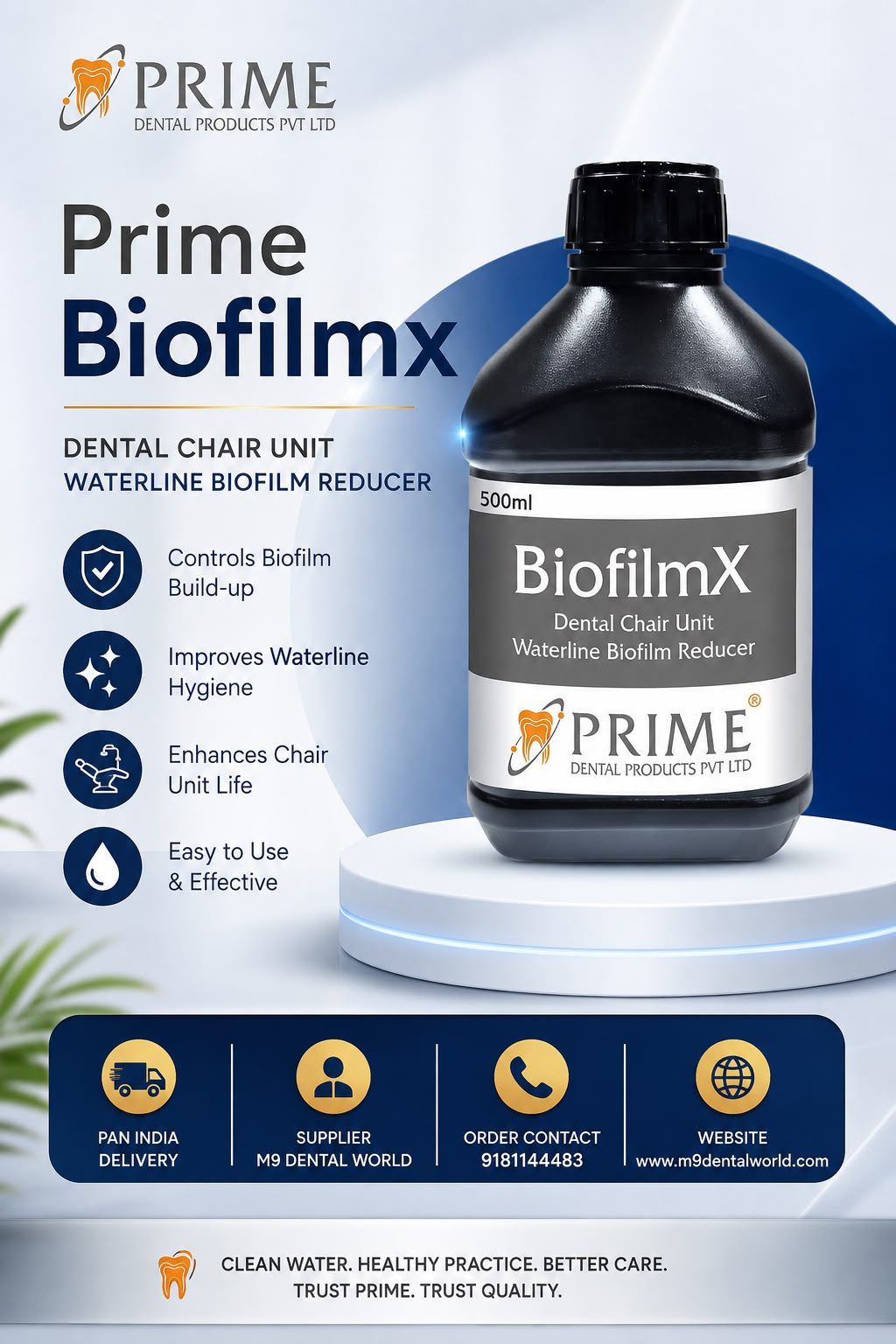 Prime BiofilmX Dental Chair Unit Waterline Biofilm Reducer 500ml