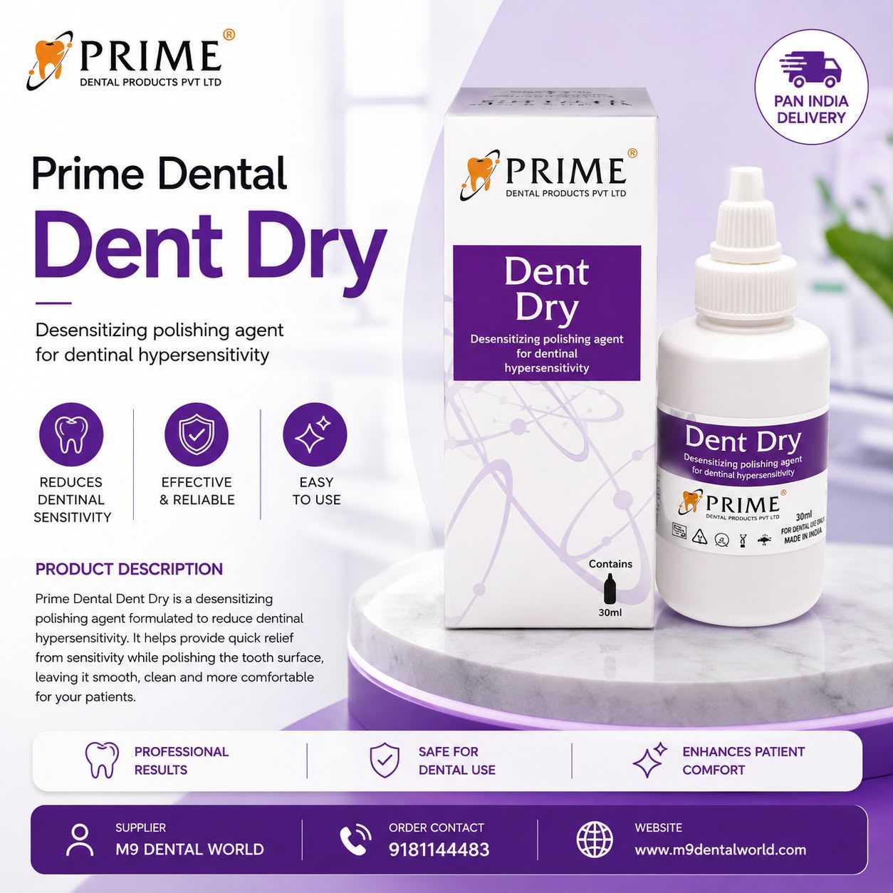 Prime Dental Dent Dry 30ml โ Dentin Drying & Cleansing Agent