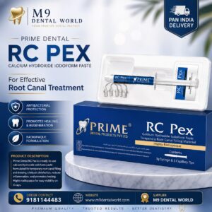 Prime RC Pex Calcium Hydroxide Iodoform Paste – 3g Syringe + 5 Capillary Tips