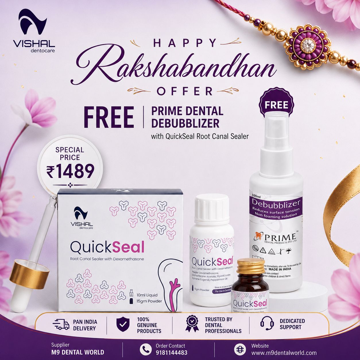 Vishal Dentocare QuickSeal Root Canal Sealer with Dexamethasone + FREE Prime Dental Debubblizer 100ml