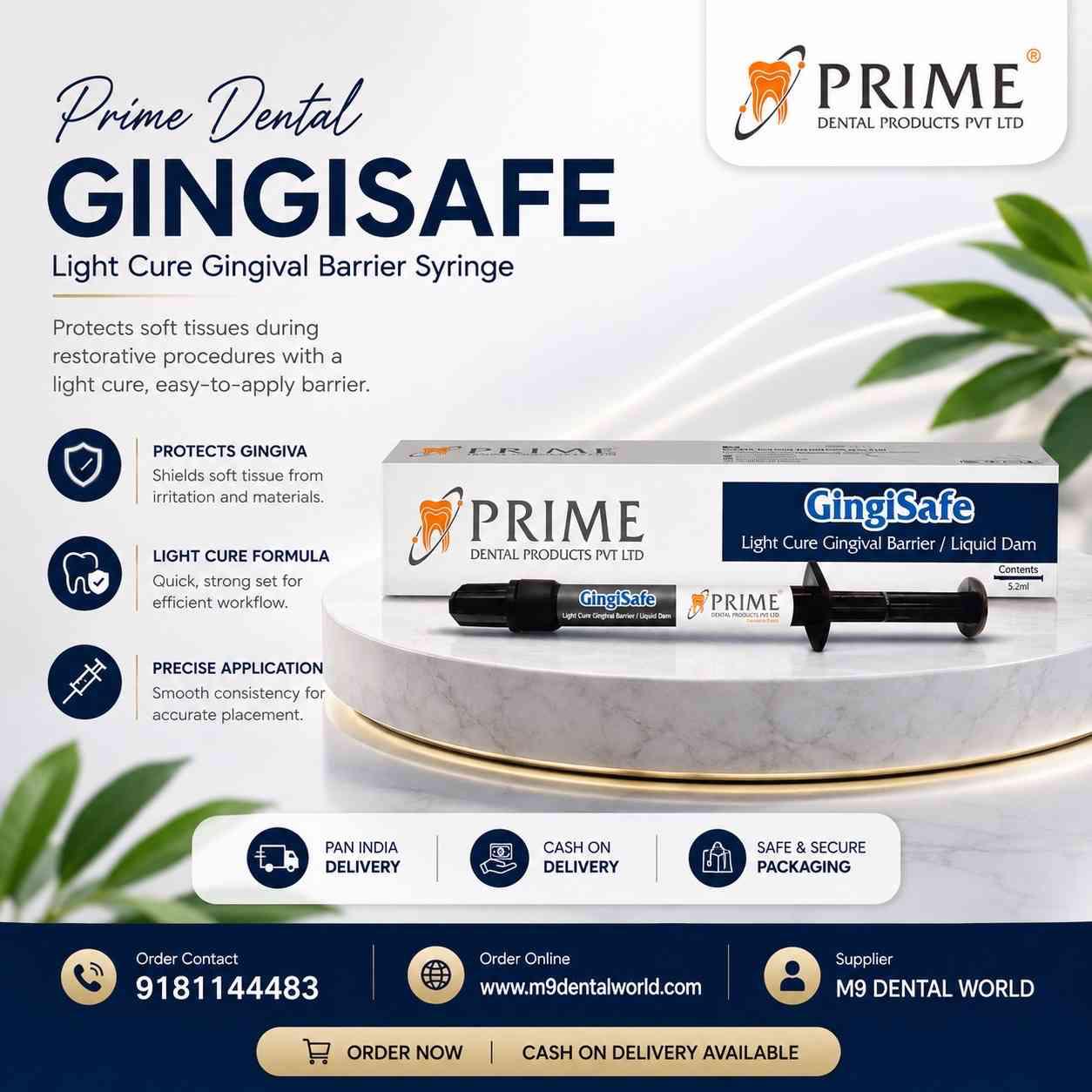 Prime Dental GingiSafe – Light Cure Gingival Barrier Syringe