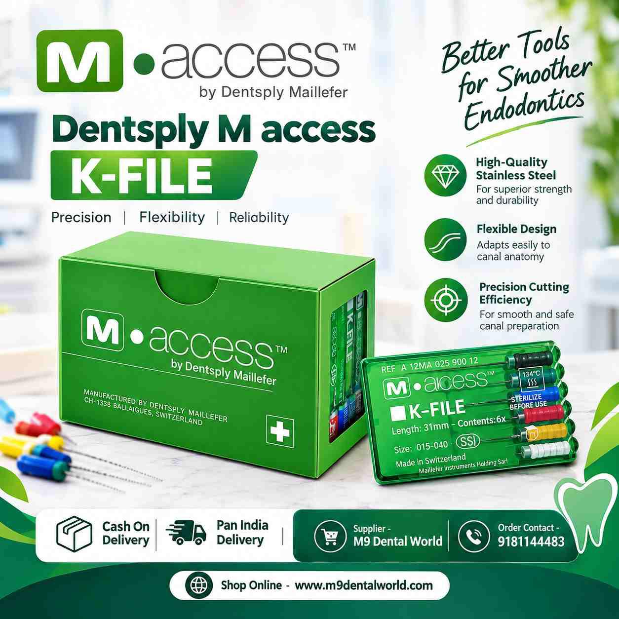 M-Access K File Stainless Steel Hand Files for Root Canal Treatment