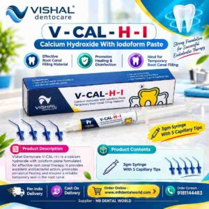 Vishal Dentocare V-CAL-H-I Calcium Hydroxide Iodoform Paste – Temporary Root Canal Filling Material (3g)