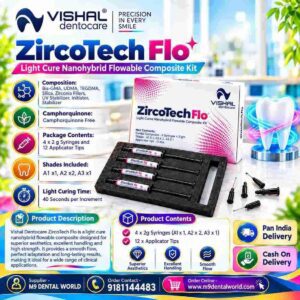 Vishal Dentocare ZircoTech Flo Light Cure Nanohybrid Flowable Composite Kit