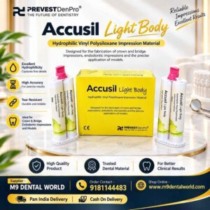 Prevest DenPro Accusil Light Body  Impression Material 2 × 50ml