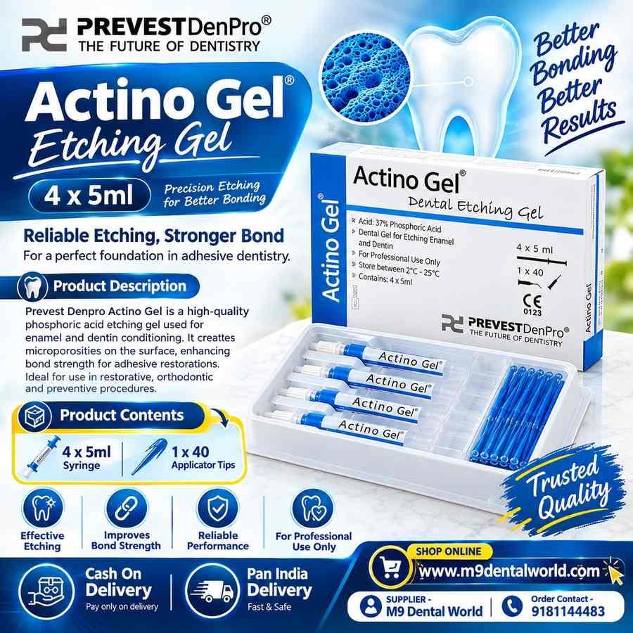 Prevest DenPro Actino Gel 37% Phosphoric Acid Dental Etching Gel 4 × 5ml Economy Pack
